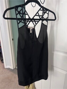 BCBGeneration 100% silk black strappy racer back top